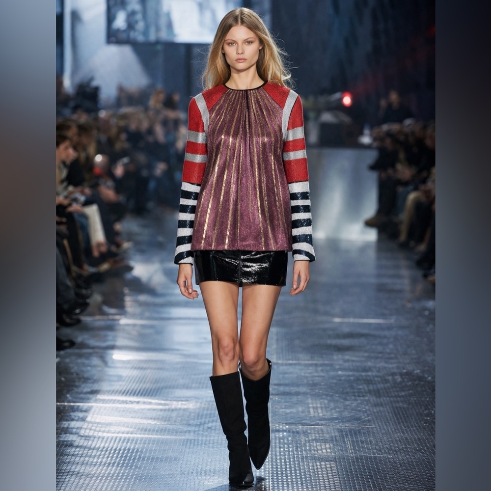 H&M STUDIO A/W 2014 Exclusive Collection Sequin & Beaded Cross Over Closure Top